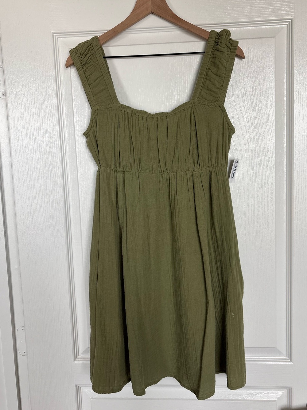 NWT Old Navy Olive Green Smocked Strap Mini Dress